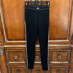 Alo Black Leggings with White Stripes